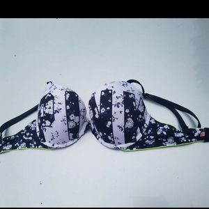 3/25 34D grey floral pink logo bra